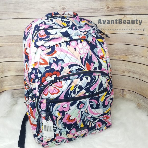 Vera Bradley Set Essential Backpack Mod Paisley Pink Cotton Bookbag Lunch Bunch - Picture 13 of 16